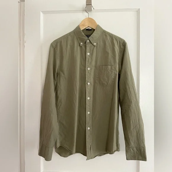 green emerald velvet dress OKAICOS Long Sleeve Sage Linen Shirt